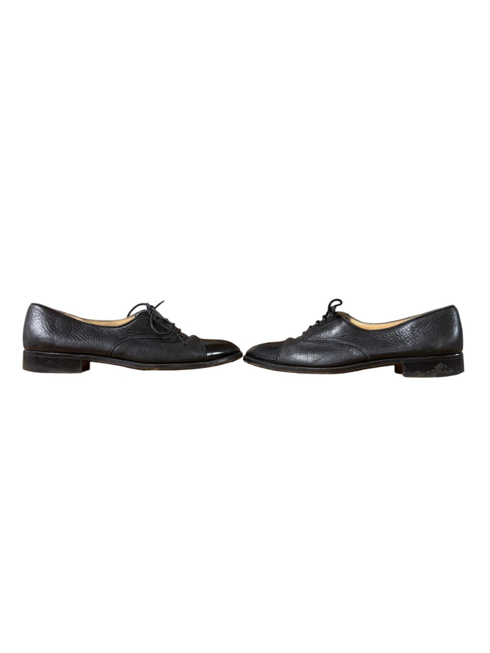 Neiman Marcus Oxford Shoes Womens Size 7.5 Black Leather Cap Toe Lace Up Italy